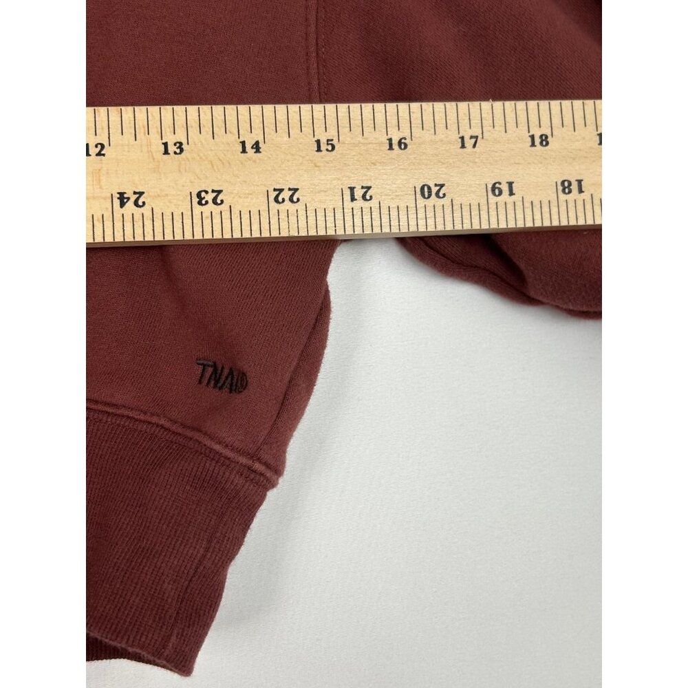 TNA Aritzia Womens Sweatfleece Cozy Fleece Perfect Fit Half-Zip Burgundy XS - Picture 4 of 11